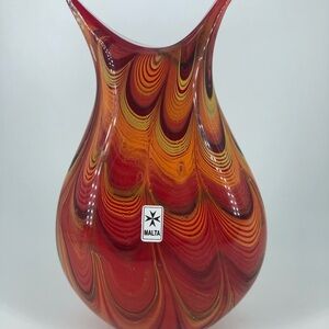 Malta Mdina Hand-Blown Art Glass Swirl Glass Vase